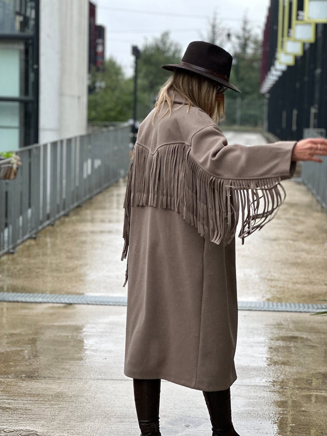 Manteau feutrine frange