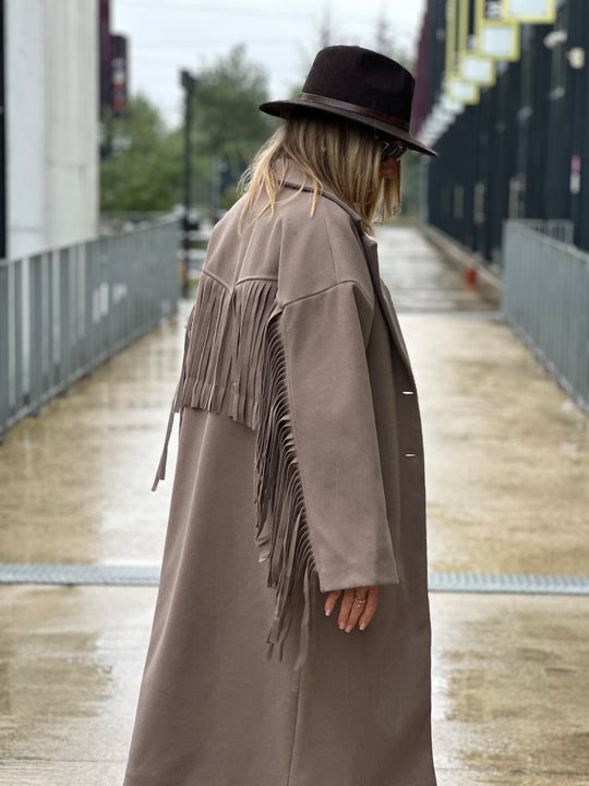 Manteau feutrine frange