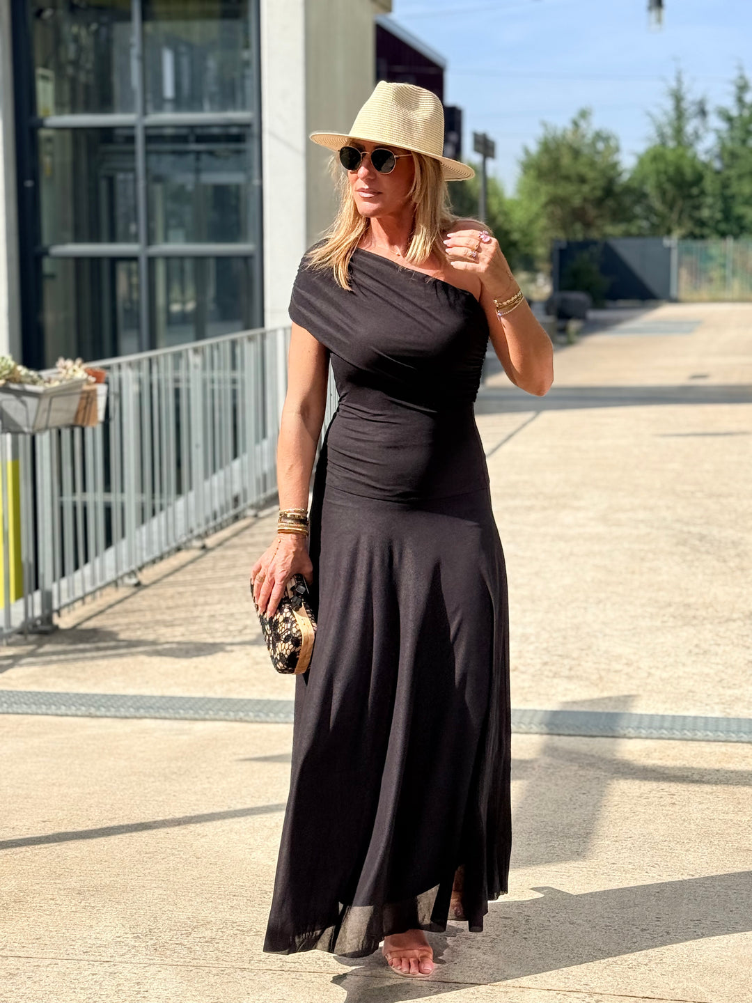 Robe longue fluide noir 8050