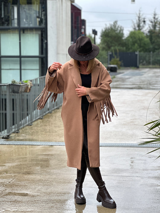 Manteau feutrine frange