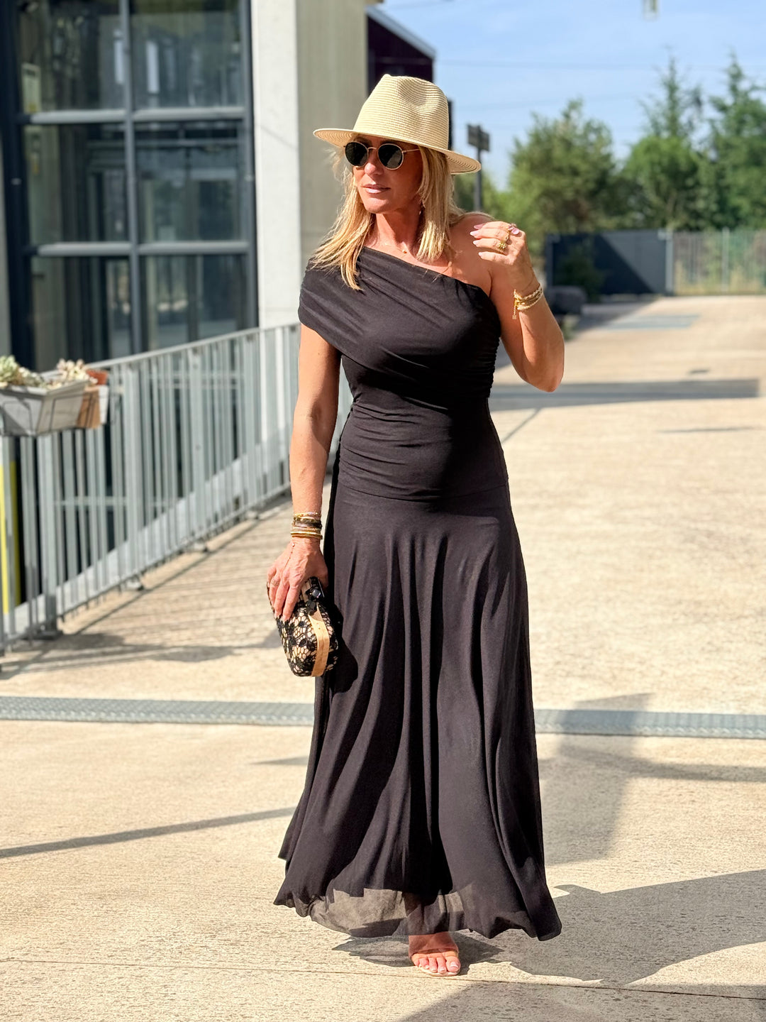 Robe longue fluide noir 8050