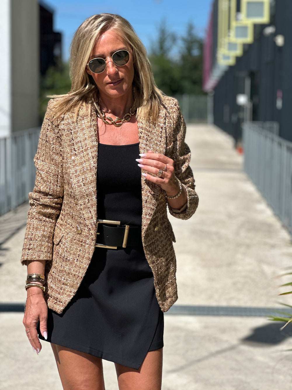 Veste tweed Cassis camel/or 2421