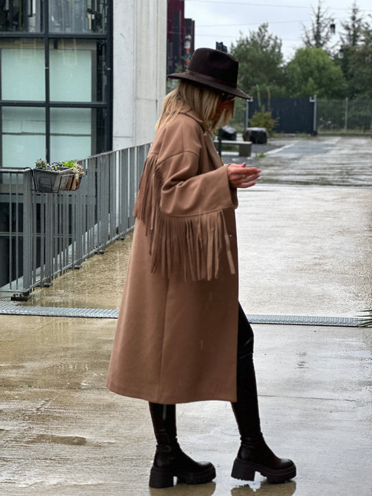 Manteau feutrine frange