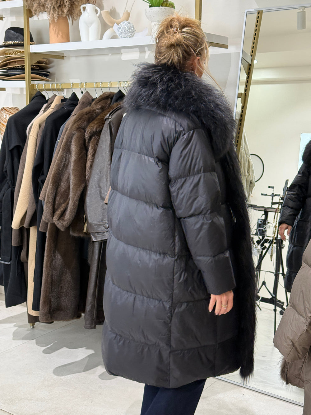 Doudoune longue Noir fourrure authentique(précommande)