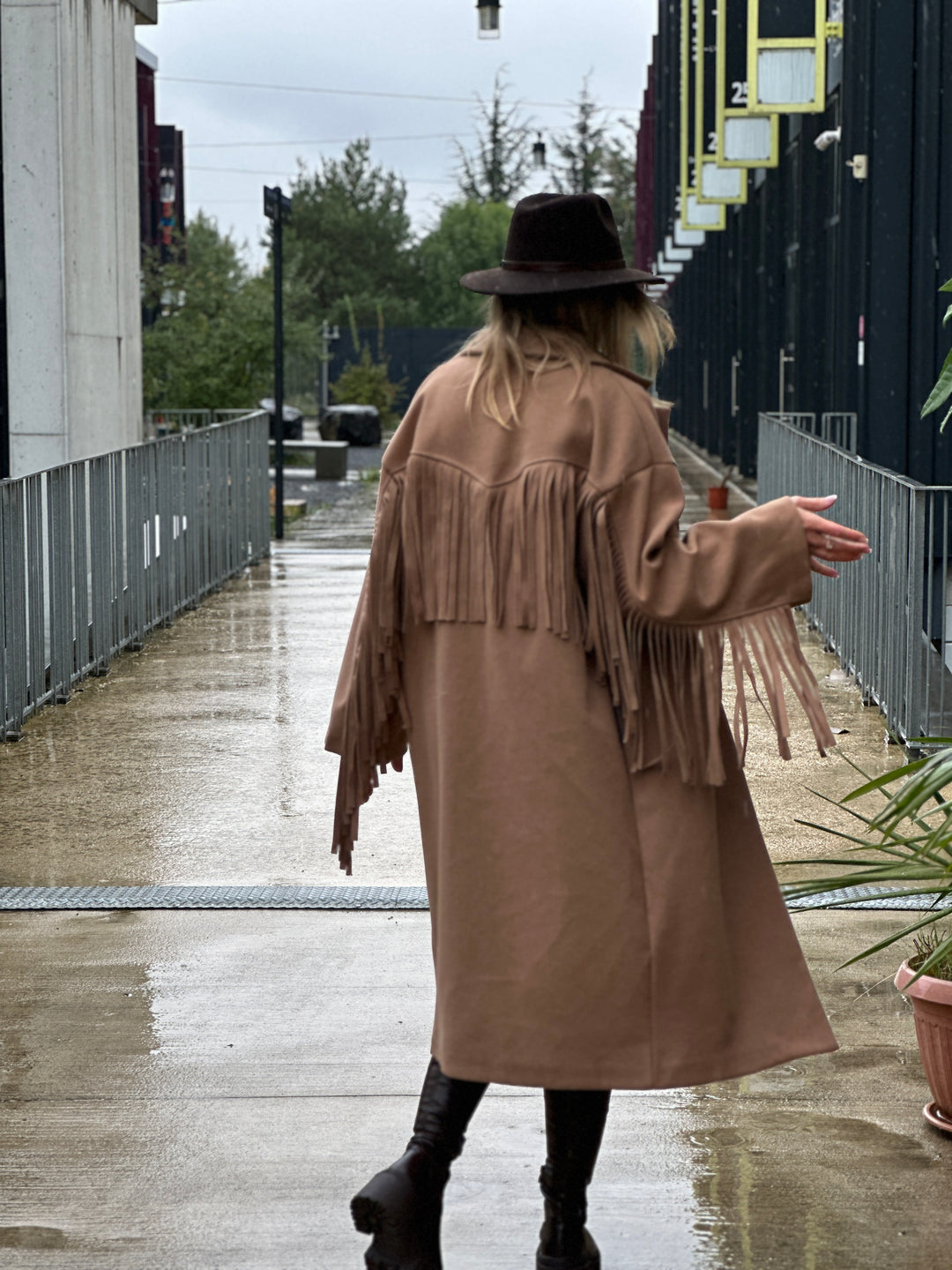 Manteau feutrine frange