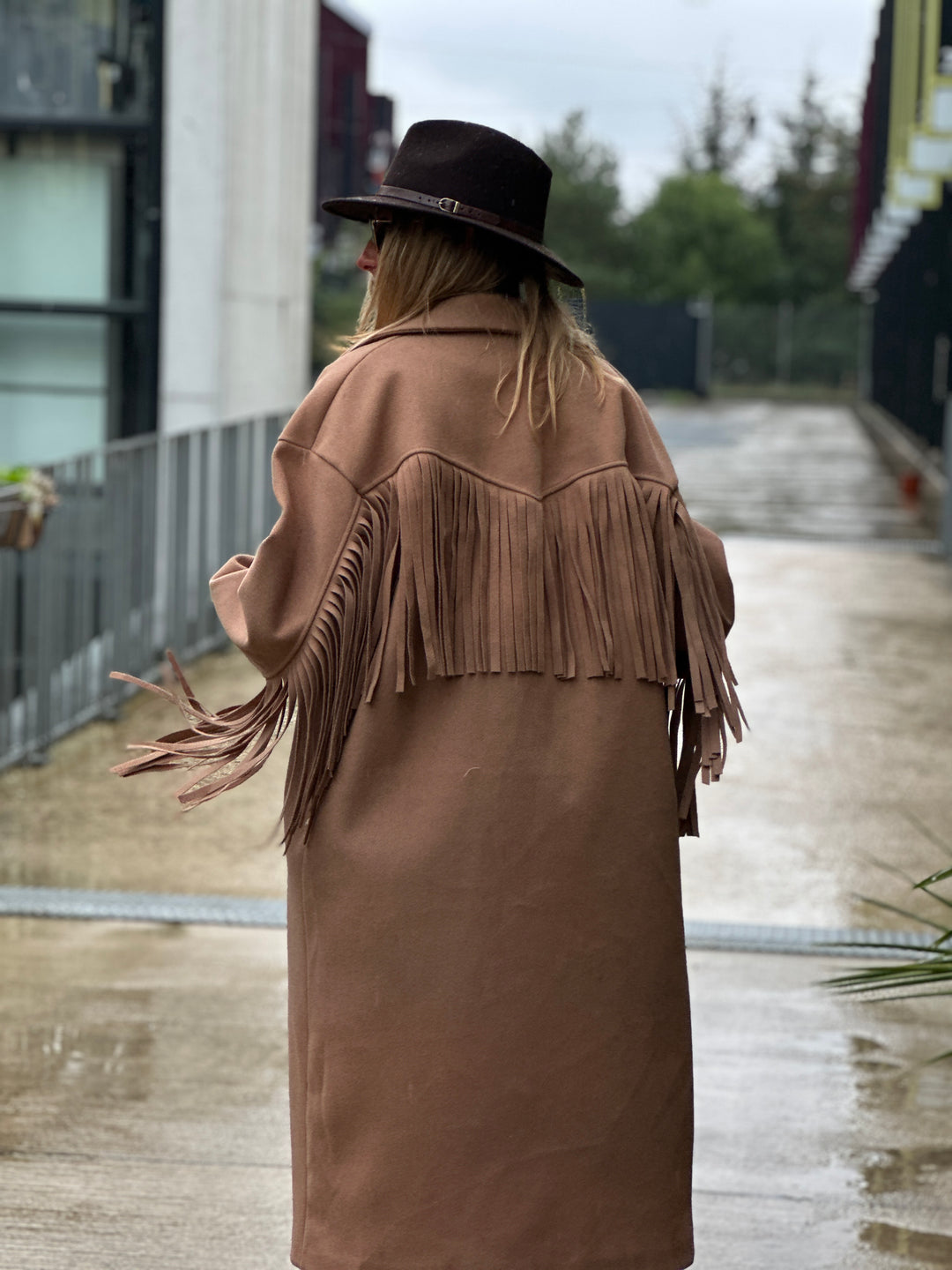 Manteau feutrine frange