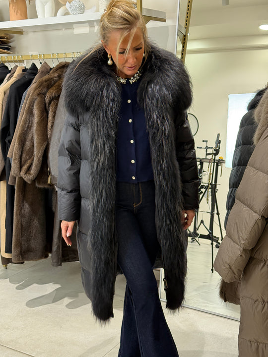 Doudoune longue Noir fourrure authentique(précommande)