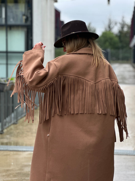 Manteau feutrine frange