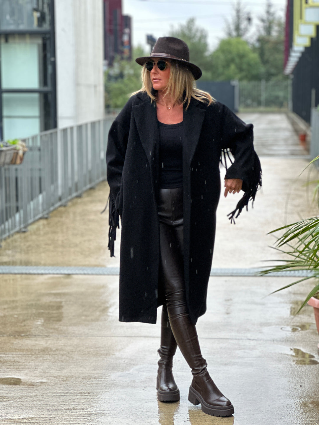 Manteau feutrine frange