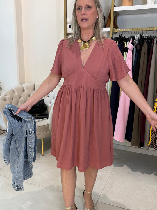 Robe fluide vieux rose 5222 (grande taille)