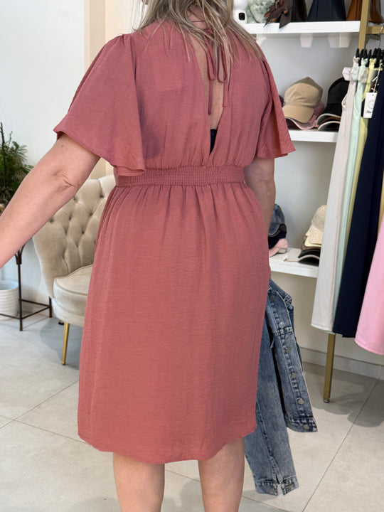 Robe fluide vieux rose 5222 (grande taille)