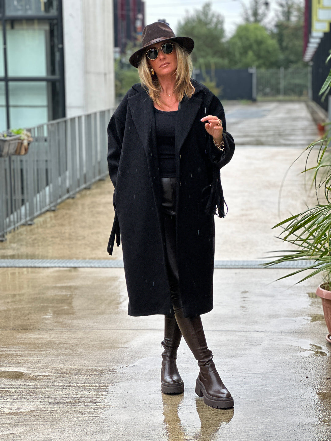 Manteau feutrine frange