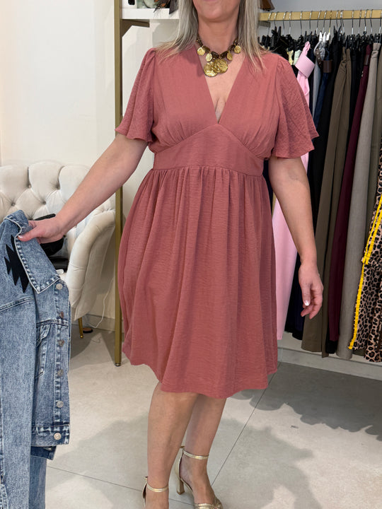 Robe fluide vieux rose 5222 (grande taille)