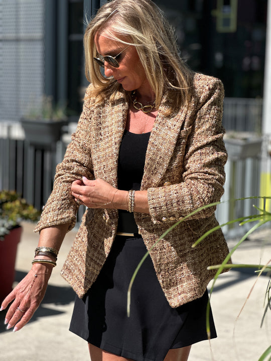 Veste tweed Cassis camel/or 2421