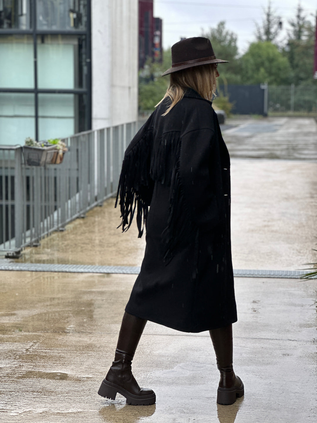 Manteau feutrine frange