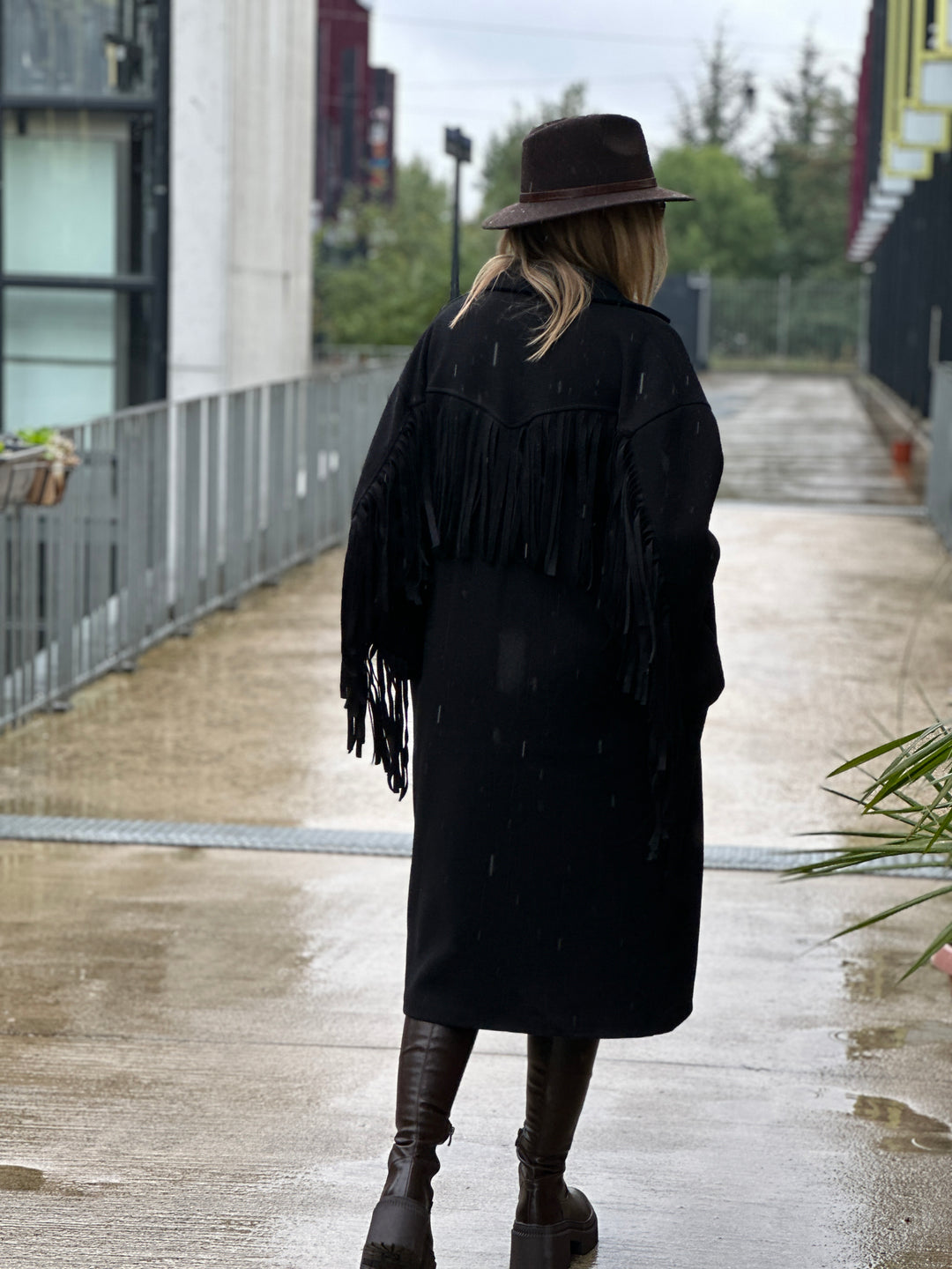 Manteau feutrine frange