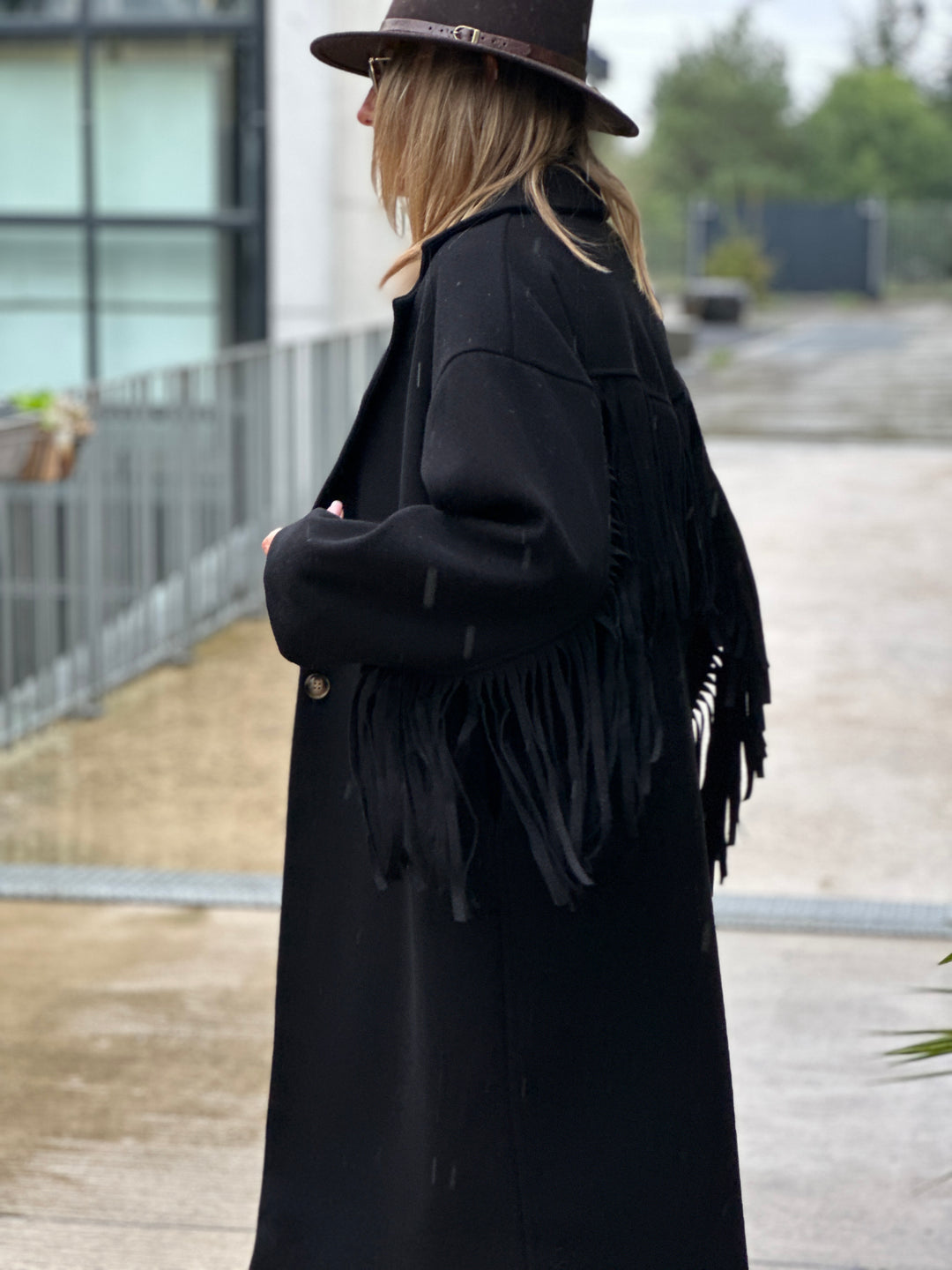 Manteau feutrine frange