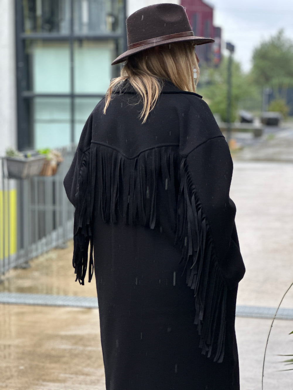 Manteau feutrine frange