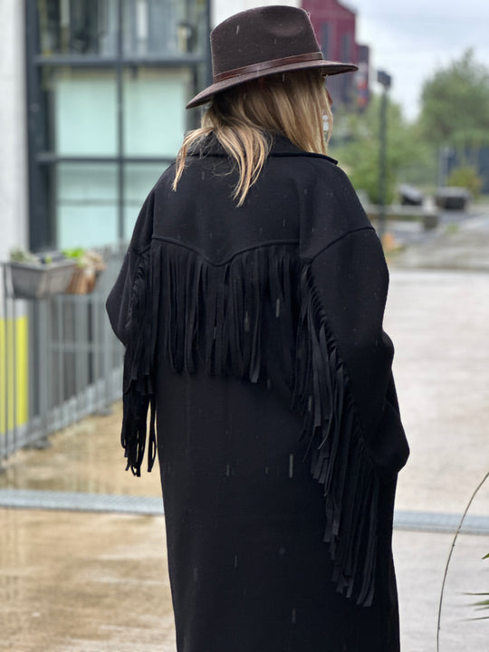 Manteau feutrine frange
