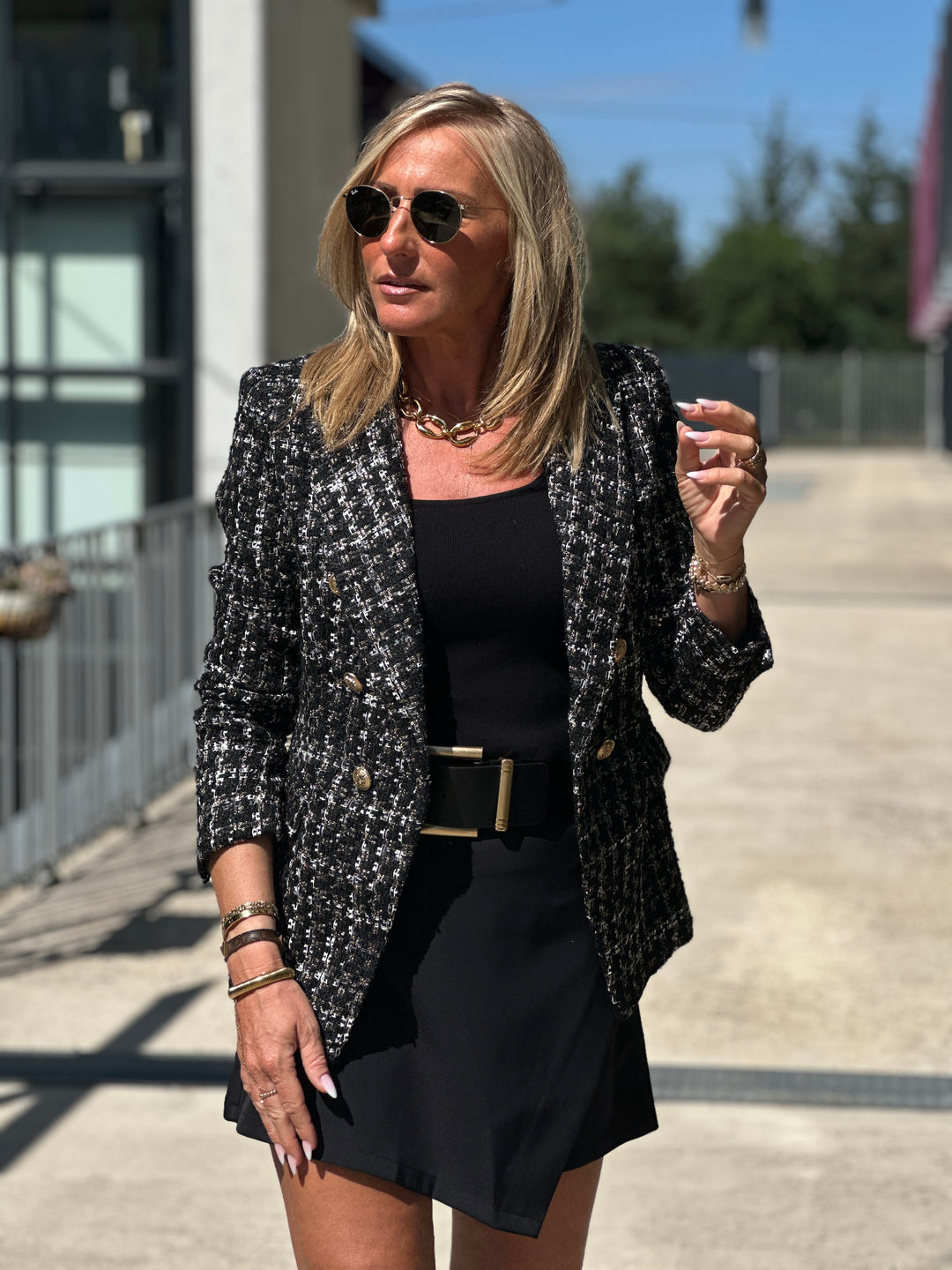 Veste tweed Cassis Noir/or 2421