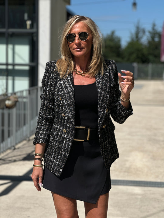 Veste tweed Cassis Noir/or 2421
