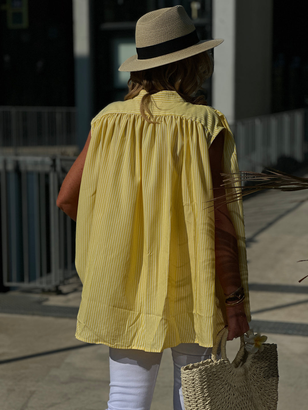 Chemise rayure brodée jaune CH2999