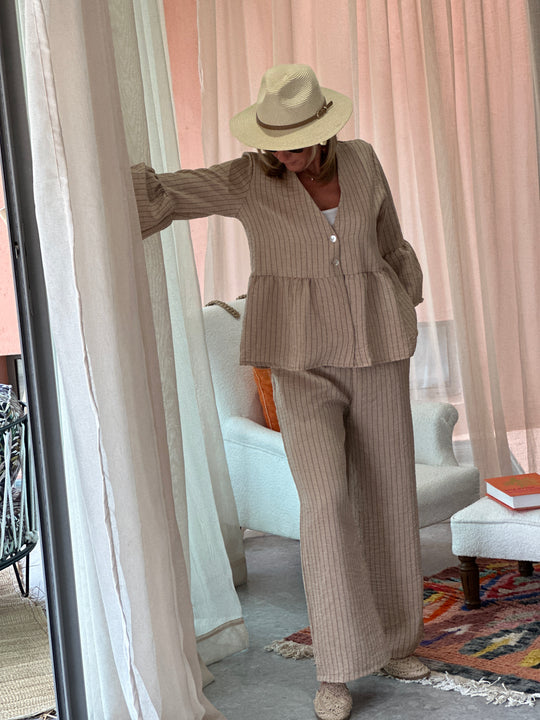 Ensemble rayure Lisa camel