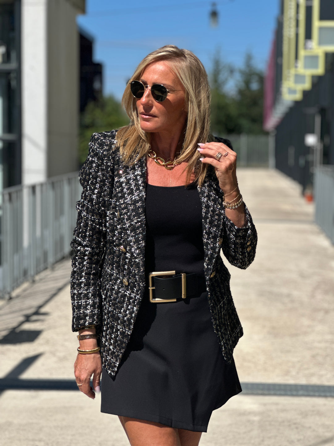 Veste tweed Cassis Noir/or 2421