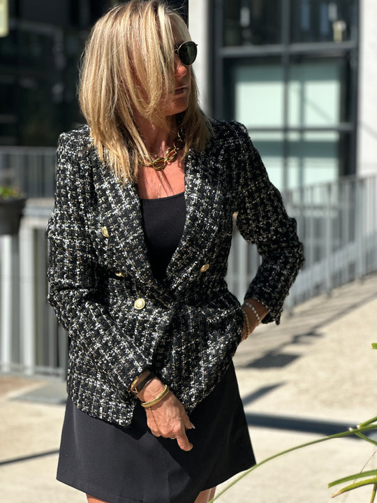 Veste tweed Cassis Noir/or 2421