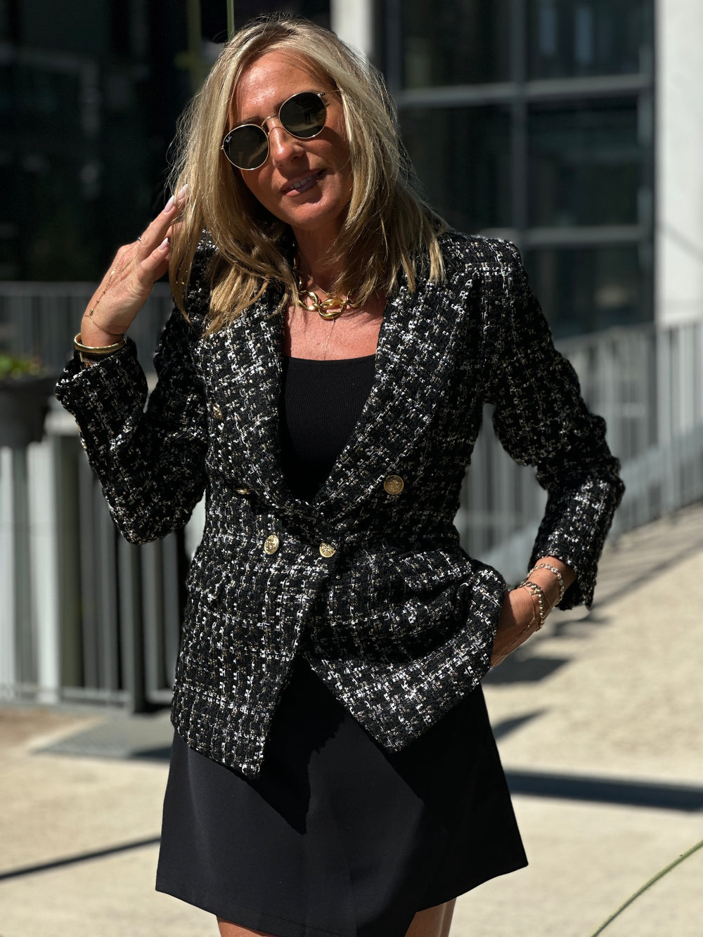 Veste tweed Cassis Noir/or 2421