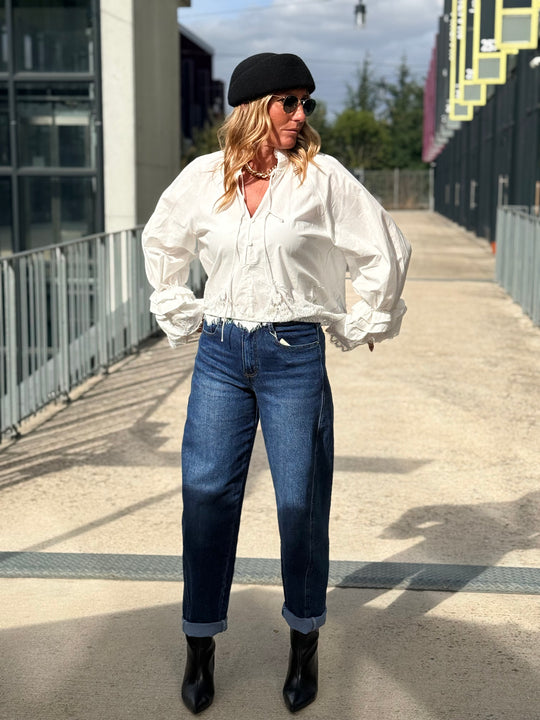 Jean mom Bleu foncé 78565