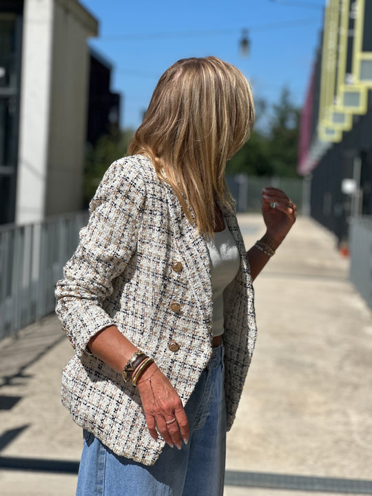 Veste tweed Cassis Ecru/or 2421