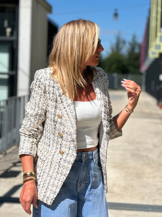 Veste tweed Cassis Ecru/or 2421