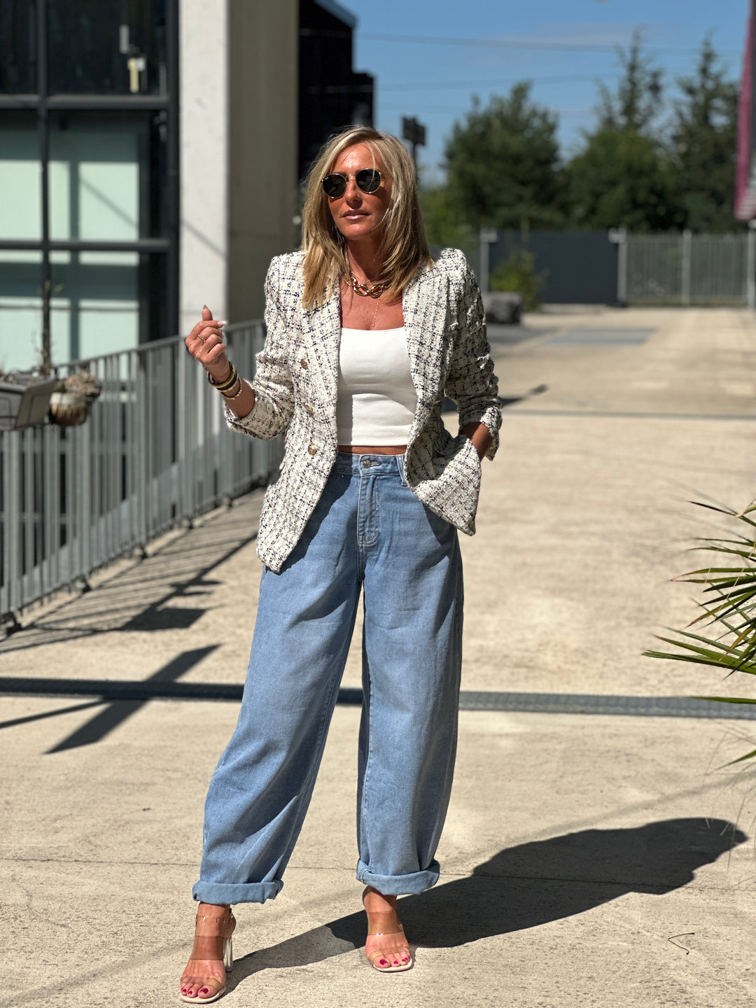 Veste tweed Cassis Ecru/or 2421
