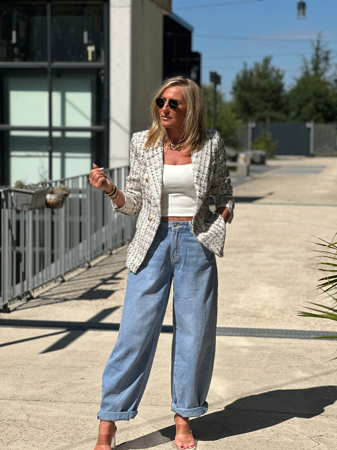 Veste tweed Cassis Ecru/or 2421