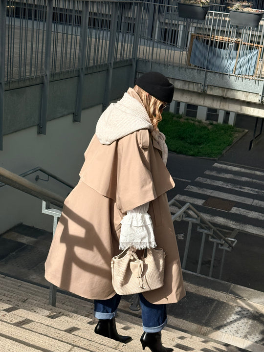 Trench maxi oversize V26096 Beige