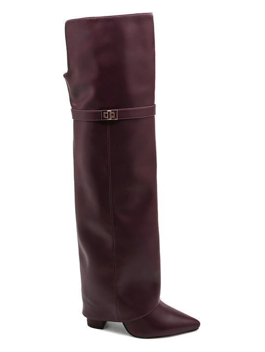 Bottes cuissarde hautes similicuir Bordeaux 2511