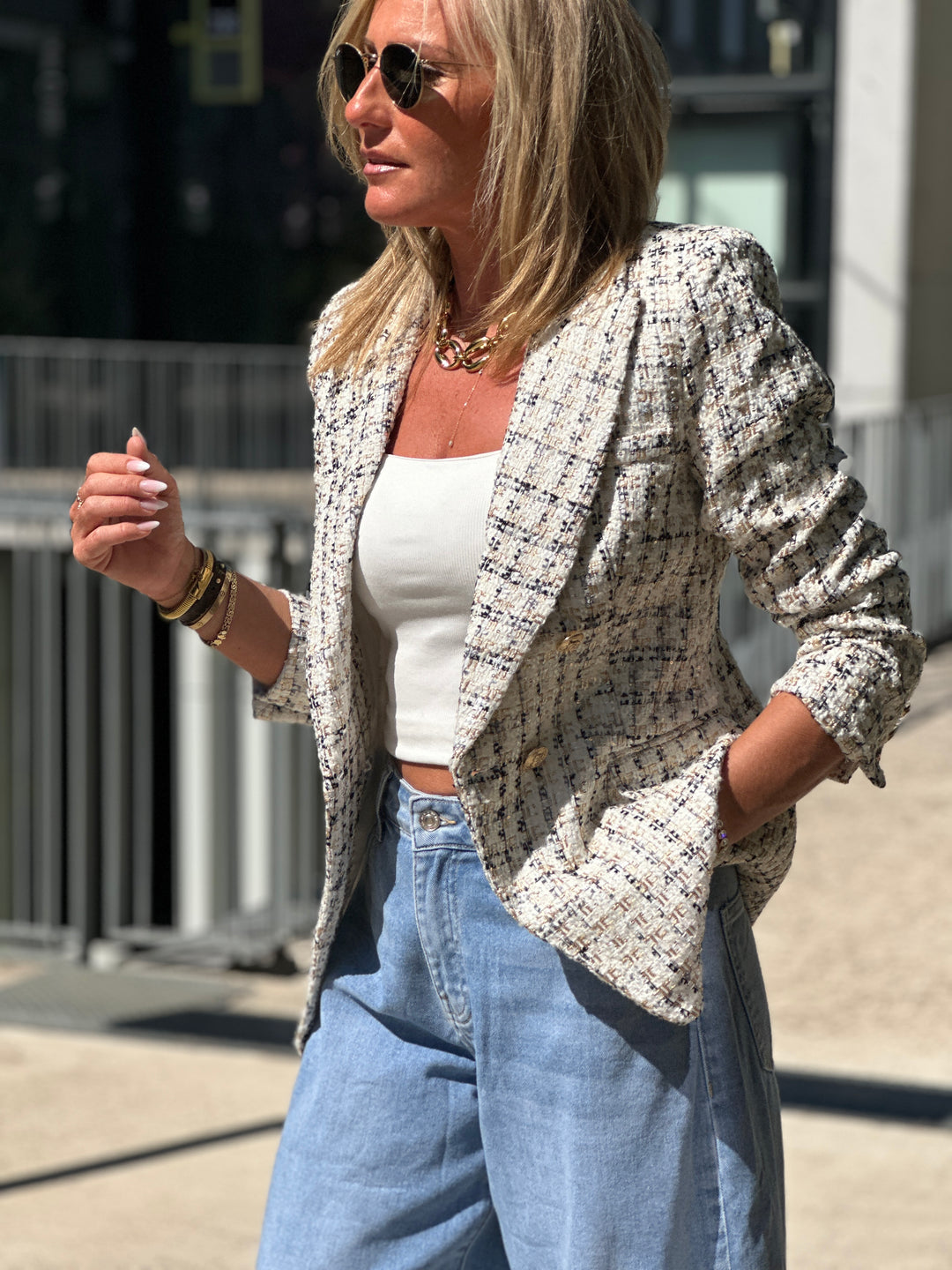 Veste tweed Cassis Ecru/or 2421
