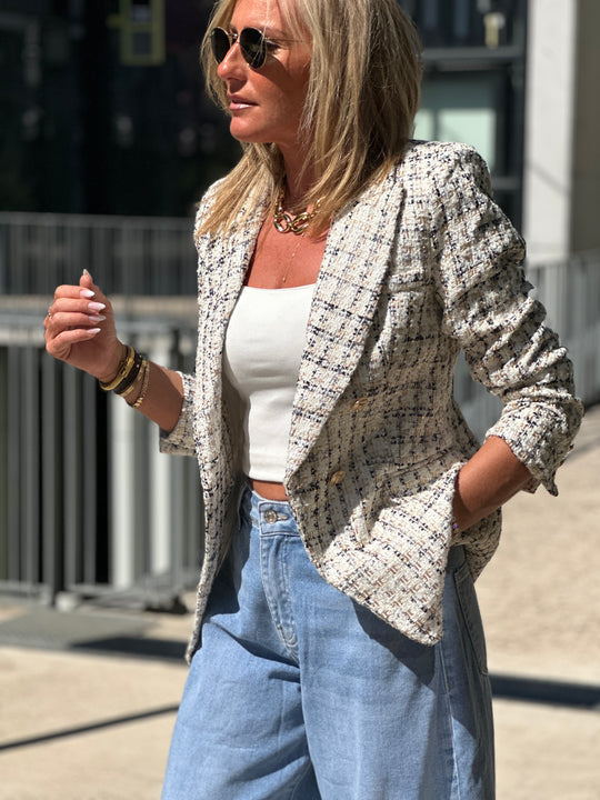Veste tweed Cassis Ecru/or 2421