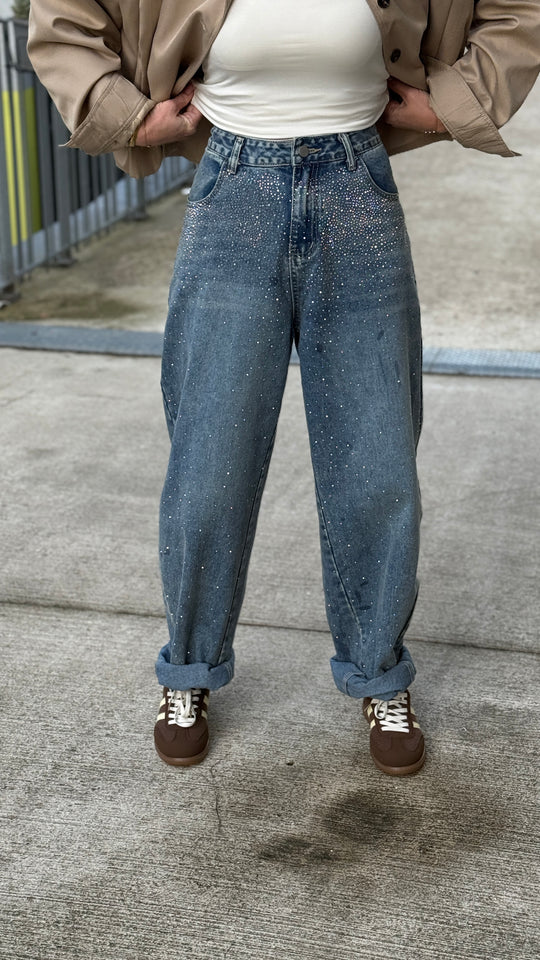 Jean strass devant bleu 073
