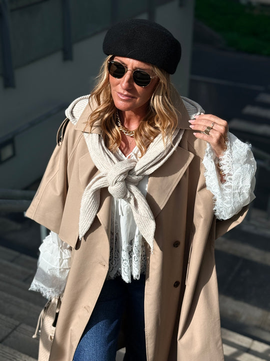 Trench maxi oversize V26096 Beige