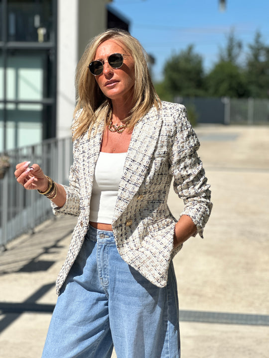 Veste tweed Cassis Ecru/or 2421
