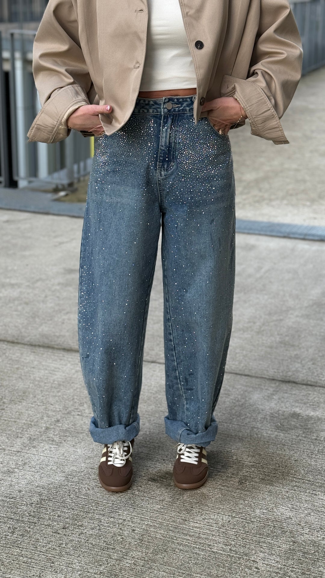 Jean strass devant bleu 073