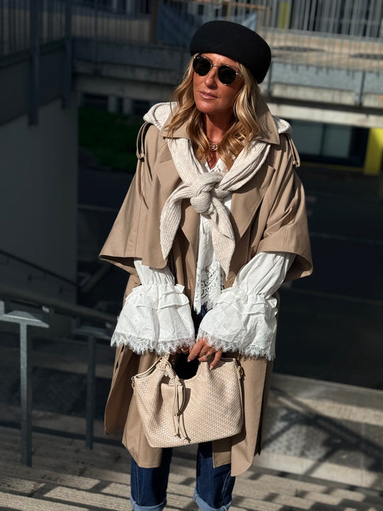 Trench maxi oversize V26096 Beige
