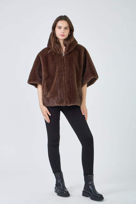 Cape fourrure choco F238550 ( Giovanni)