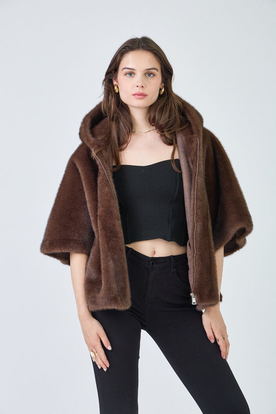 Cape fourrure choco F238550 ( Giovanni)