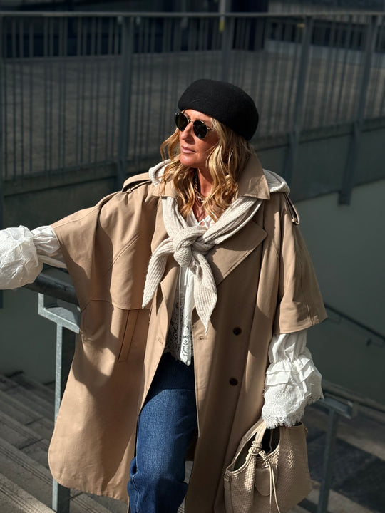 Trench maxi oversize V26096 Beige