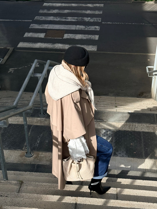 Trench maxi oversize V26096 Beige