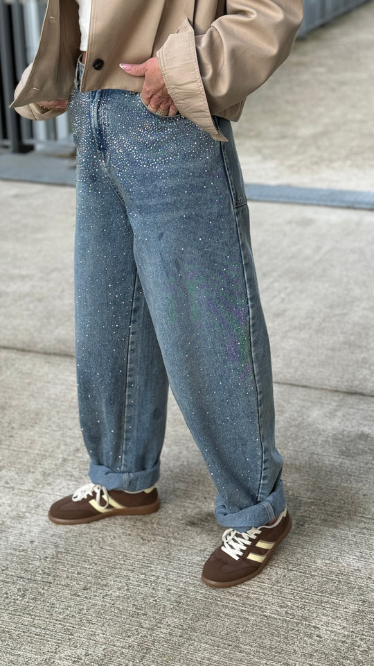 Jean strass devant bleu 073