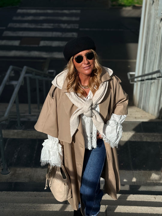 Trench maxi oversize V26096 Beige